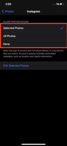 Manage third party access to Photos app in iOS 14