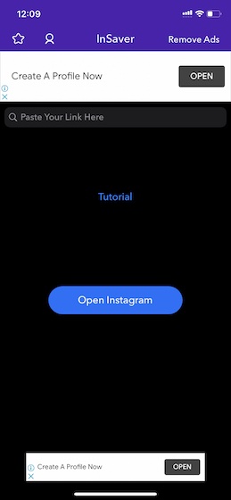 Open Instagram Reels