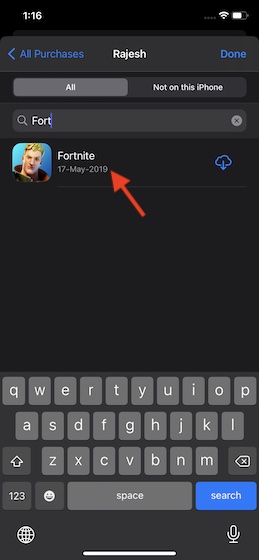 Redownload Fortnite on iPhone or iPad