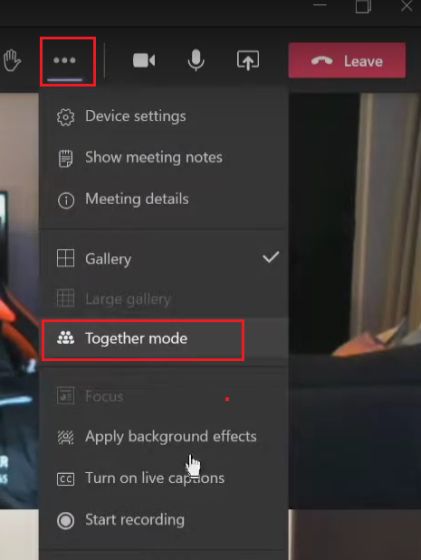 Enable Together Mode in Microsoft Teams