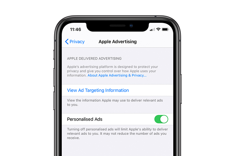 apple advertising enabled by default