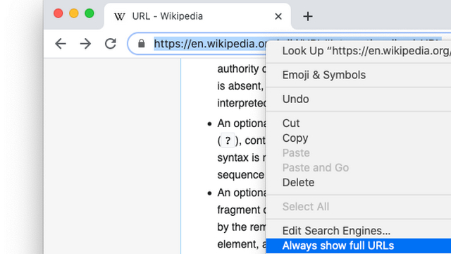 chrome 86 always show urls