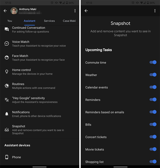 You May Soon be Able to Customise Google Assistant's Snapshot Cards