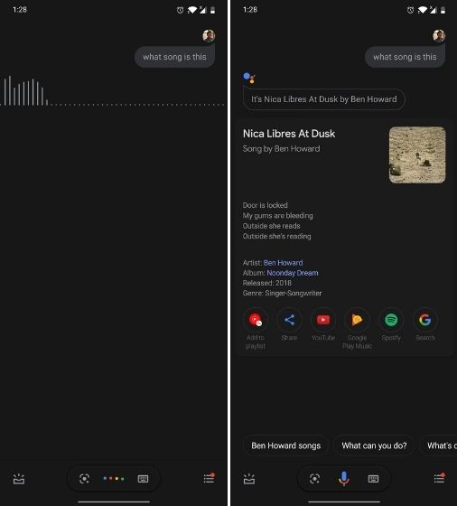 1. Google Assistant song recognition app