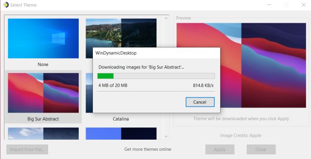 Install macOS Dynamic Wallpaper on Windows 10
