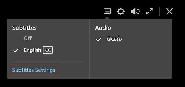 How to turn off subtitles on  Prime Video