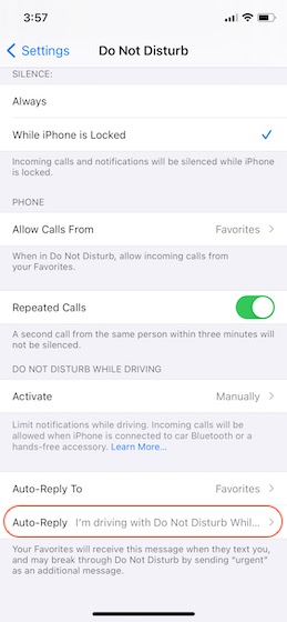 How to Set Do Not Disturb Auto Reply Message on iPhone - 67