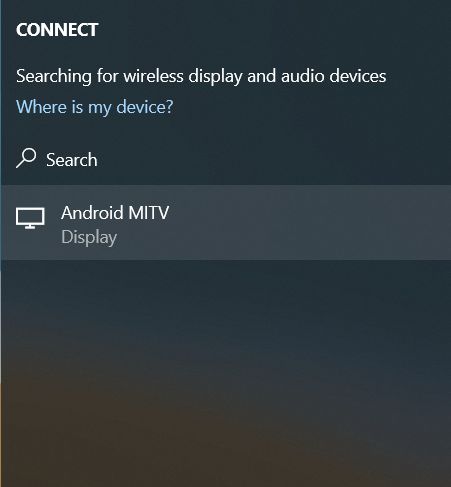 Транслируйте Windows 10 на Android TV