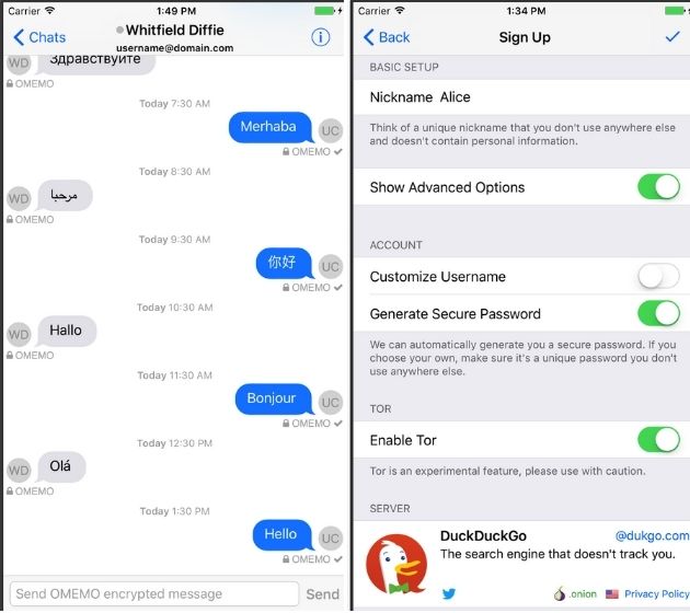 Chatsecure настройка для iphone