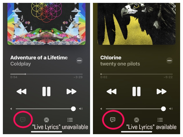 Apple music live lyrics