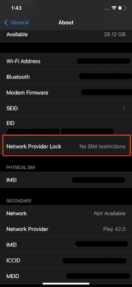 Check the Carrier lock information on iPhone or iPad