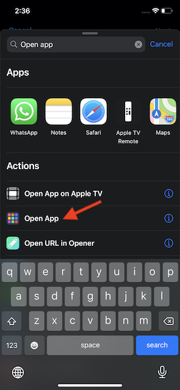 Choose Open App