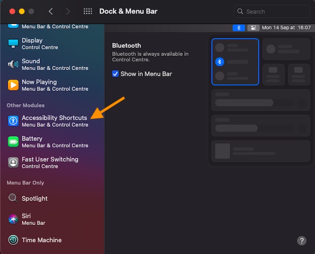 How to Show Accessibility Shortcuts in Menu Bar and Control Center on Mac - 50