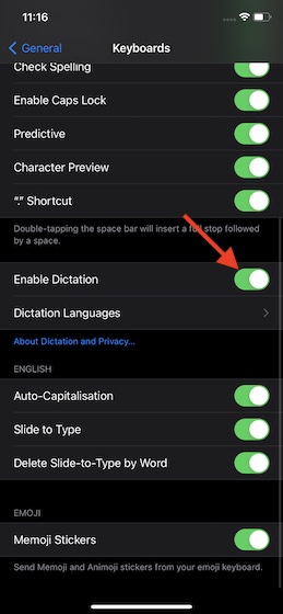 Disable Dictation on iOS