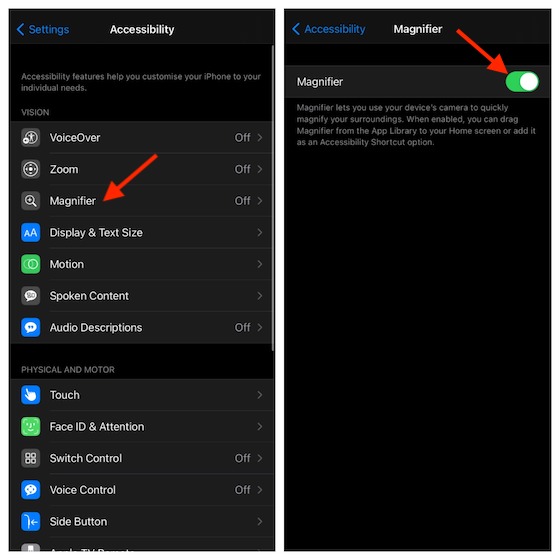 Enable Magnifier in iOS 14