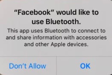 Всплывающее окно Facebook Bluetooth