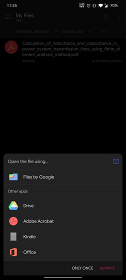 Files by Google app PDF handler