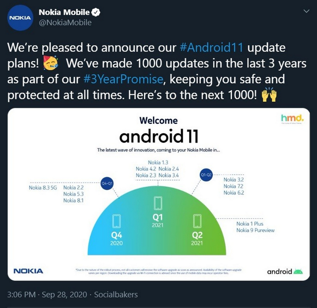 HMD Global Announces, Then Withdraws Nokia Android 11 Update Timeline