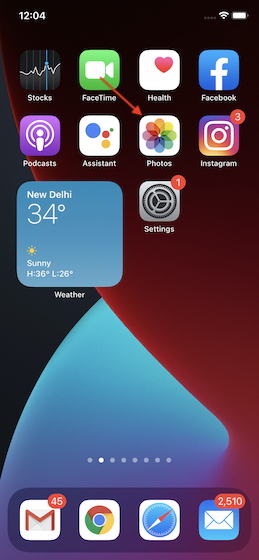 Open Photos app on iPhone and iPad