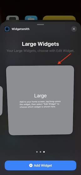 Select the sizee of the widget and add it to the home screen