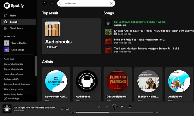 Spotify audiobook