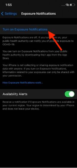 Turn on Exposure Notifications in iOS 14