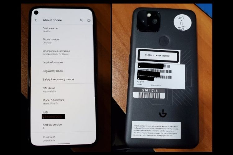 alleged google pixel 5s shows up online