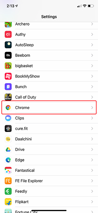 перейти к настройкам Chrome в ios 14