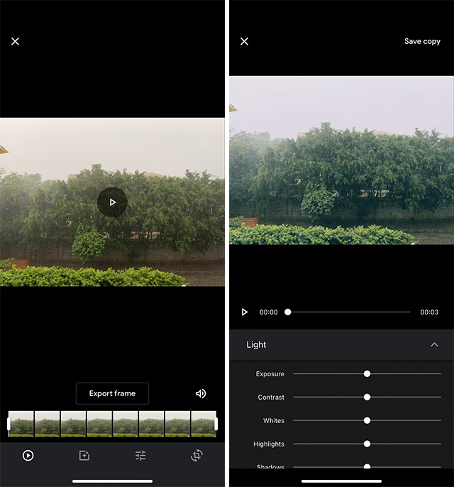 google photos iphone video editing options