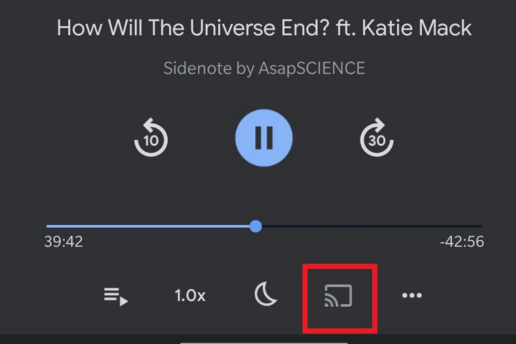 google podcasts cast button ft