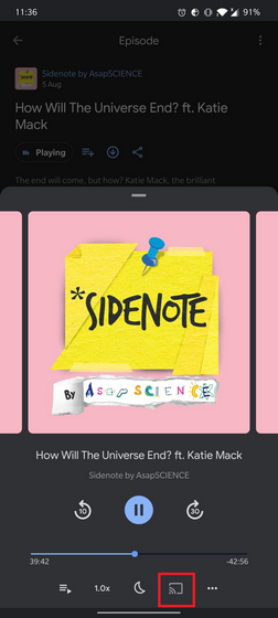 Google Podcasts Gets Cast Button in Now Playing Page - 60