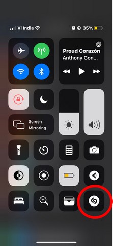 how to add shazam to control center iphone