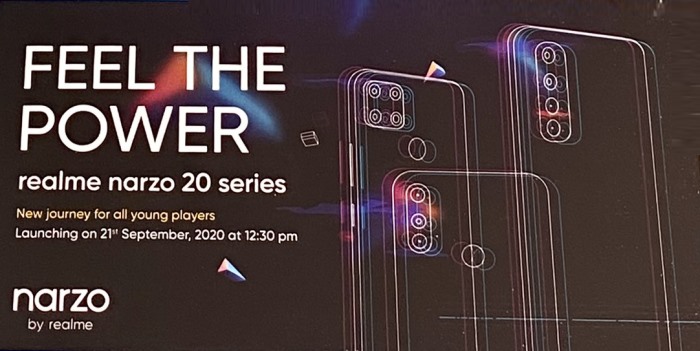 Realme Confirms Narzo 20 Series Launching in India on 21st September