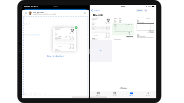outlook iPad drag and drop