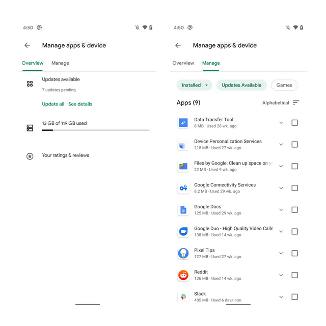 play store manage apps and device