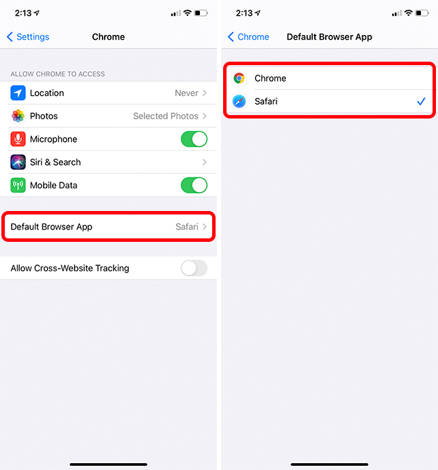 iphone how to make google chrome default browser