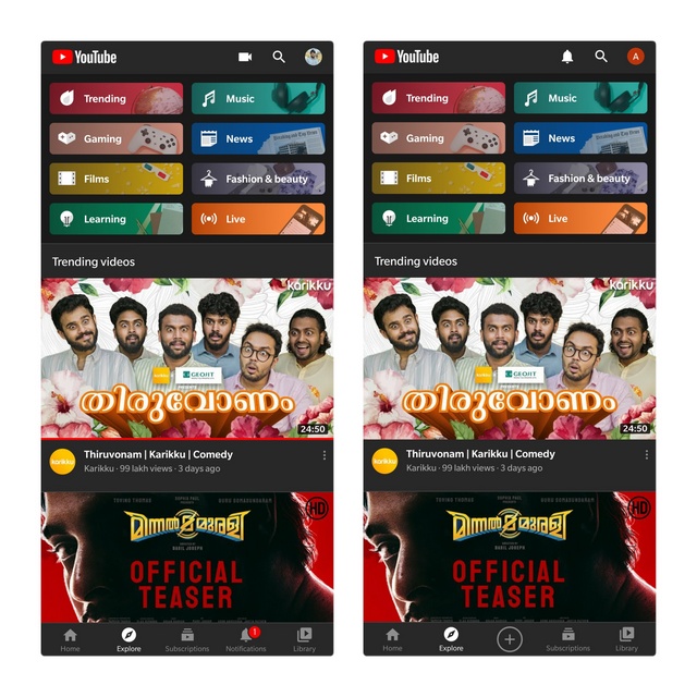 YouTube Adds a Create Button in Bottom Navigation Bar on Android - 82