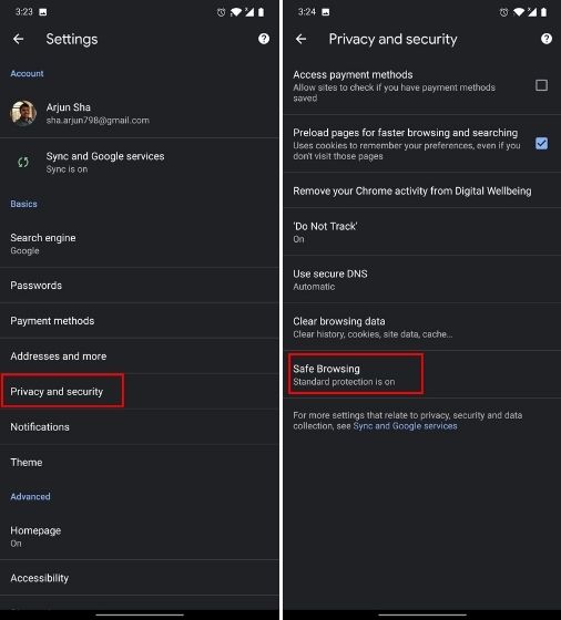 Enable Enhanced Safe Browsing on Chrome for Android