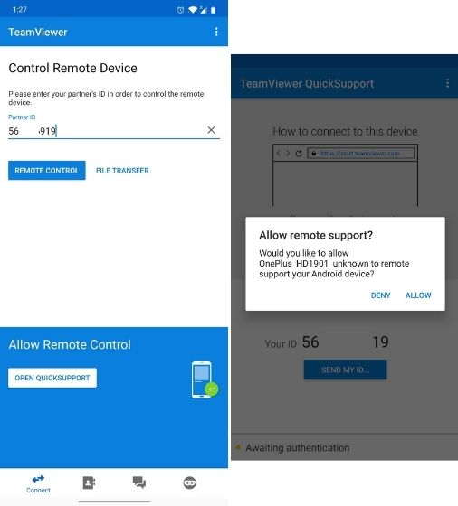 Remotely Control an Android Smartphone from Another Android Smartphone