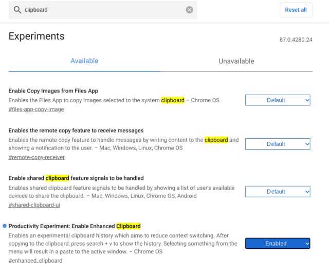 open clipboard history