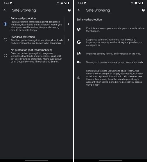 Enable Enhanced Safe Browsing on Chrome for Android