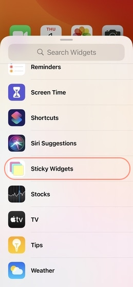 2. add sticky widget