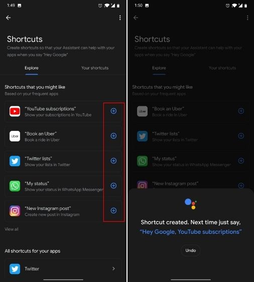 Use Third-party Shortcuts with Google Assistant