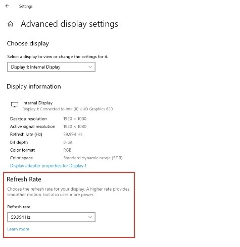 4. Change Refresh Rate Best Windows 10 Features
