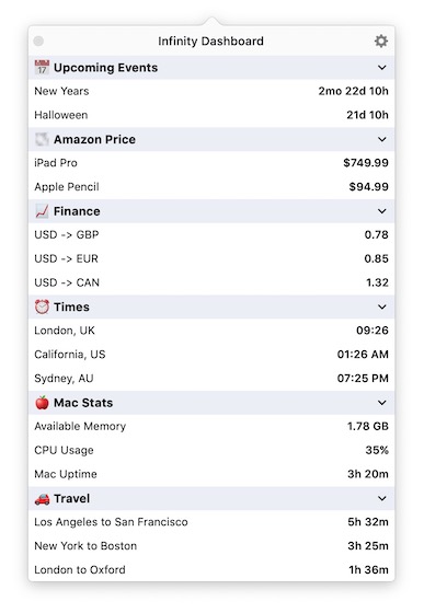 3. Infinity Dashboard