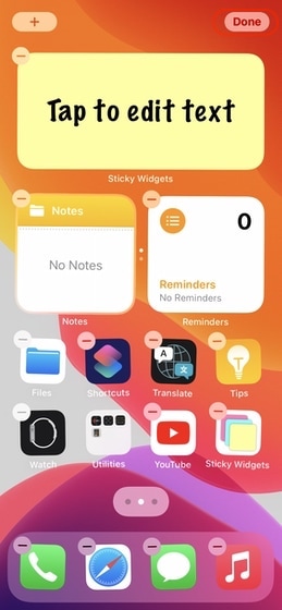 4. add sticky notes to home screen on iPhone