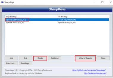 sharpkeys not working windows 7