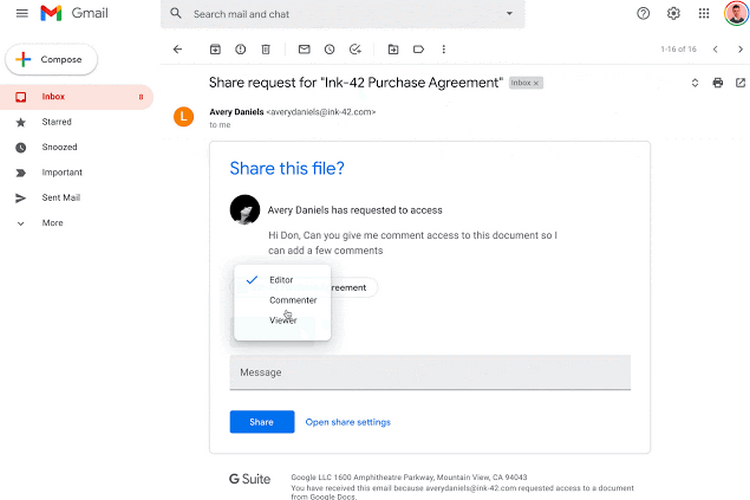 Gmail Users Can Now Directly Grant Access to Google Drive Files