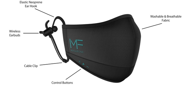 MaskFone is an N95 Mask With Built-in Wireless Earphones