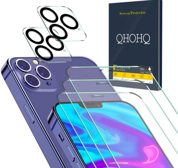 QHOHQ 3 Pack Screen Protector for iPhone 12 Pro Max